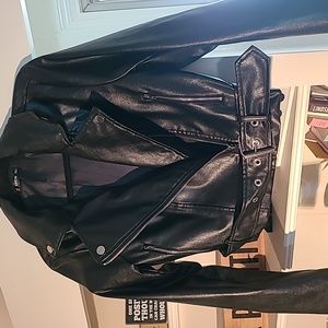 SHEIN Pleather Biker Jacket Size M